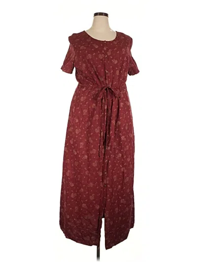 Pre-owned Eddie Bauer Casual Dress In Burgundy