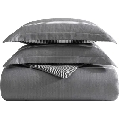 Eddie Bauer Chevron & Stripes Comforter & Sheets Bed Set In Gray