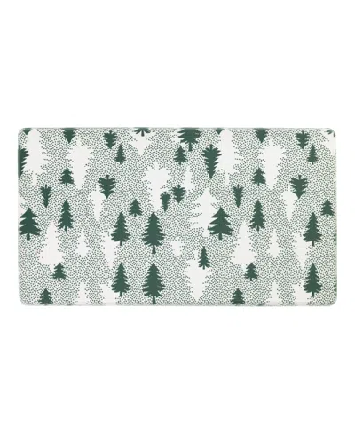 Eddie Bauer Christmas Trees Non-slip Kitchen Mat, 17.5" X 32" In Green