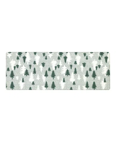 Eddie Bauer Christmas Trees Non-slip Kitchen Mat, 17.5" X 48" In Green