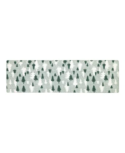 Eddie Bauer Christmas Trees Non-slip Kitchen Mat, 17.5" X 60" In Green