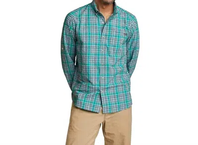 Eddie Bauer Classic Long Sleeve Pack It Tech Shirt In Aqua Blue Plaid In Multi