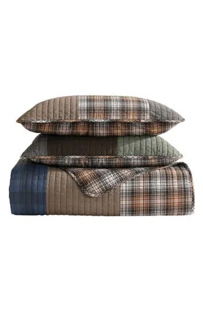 Eddie Bauer Classic Patchwork Quilt Set In Olive Green/camel Beige