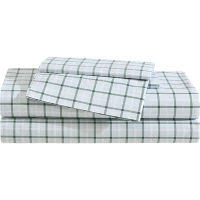 Eddie Bauer Classic Tattersall Plaid Sheet Set In Grey/white/green