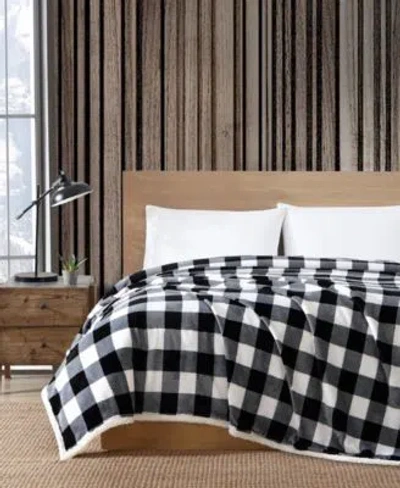 Eddie Bauer Closeout  Mountain Village Ultra Soft Plush Blankets In Black