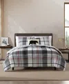 Eddie Bauer Closeout!  Normandy Plaid Micro Suede Reversible 3 Piece Duvet Cover Set, Full/queen In Black Red