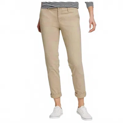 Eddie Bauer Cloud Boyfriend Mid Rise Slim Legend Wash Pants In Khaki In Green