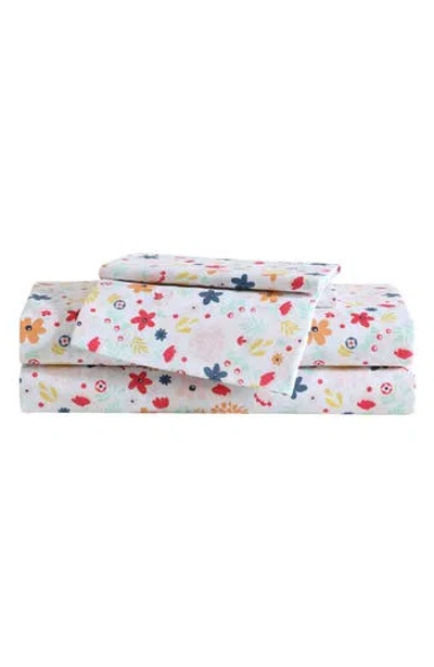 Eddie Bauer Colorful Floral Microfiber Sheet Set In White