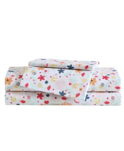 Eddie Bauer Colorful Floral Microfiber Sheet Sets In White,pink,yellow