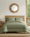 Eddie Bauer Connor Solid Channel Stitch Comforter Sets In Green