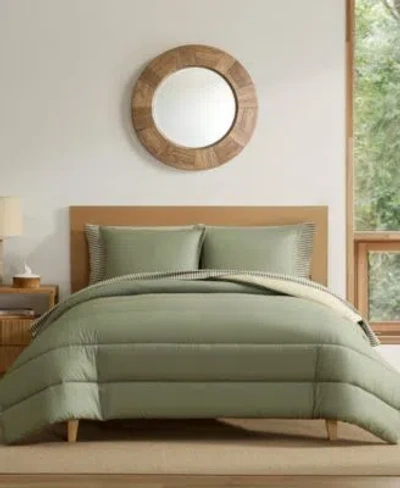 Eddie Bauer Connor Solid Channel Stitch Comforter Sets In Green