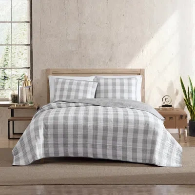 Eddie Bauer Cooper 100% Cotton Reversible Quilt Set In Light Grey