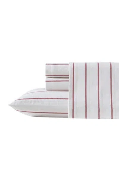 Eddie Bauer Cooper Falls Stripe Print Flannel Sheet Set In White