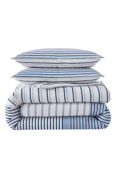 Eddie Bauer Cooper Stripe Cotton Duvet Cover Set In Blue