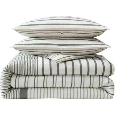Eddie Bauer Cooper Stripe Cotton Duvet Cover Set In White