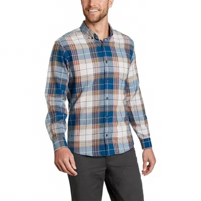 Eddie Bauer Cotton Field Flannel Button Down Shirt In Blue Plaid In Multi