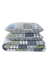 Eddie Bauer Cozy Plaid Cotton Quilt 3-piece Set In Blue/ Green