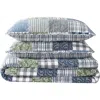 Eddie Bauer Cozy Plaid Cotton Quilt 3-piece Set In Blue/green