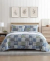 Eddie Bauer Cozy Plaid Patchwork Cotton Reversible Quilt Sets In Blue,green