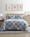 Eddie Bauer Cozy Plaid Patchwork Reversible 2 Piece Quilt Set, Twin In Blue,green