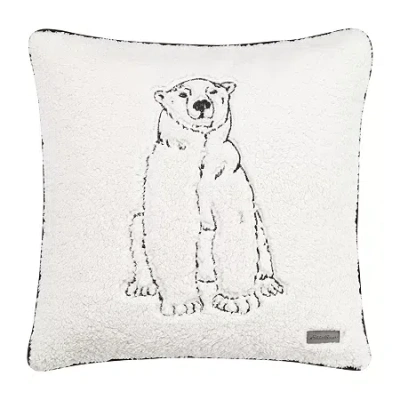Eddie Bauer Cozy Polar Bear Knit Square Throw Pillow In Sand