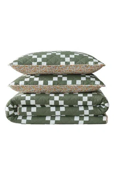 EDDIE BAUER EDDIE BAUER DIAMOND FLORAL COTTON TWIN QUILT & SHAM SET