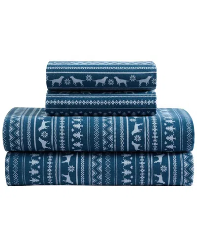Eddie Bauer Dog Sweater Stripe Cotton Sheet Set In Blue