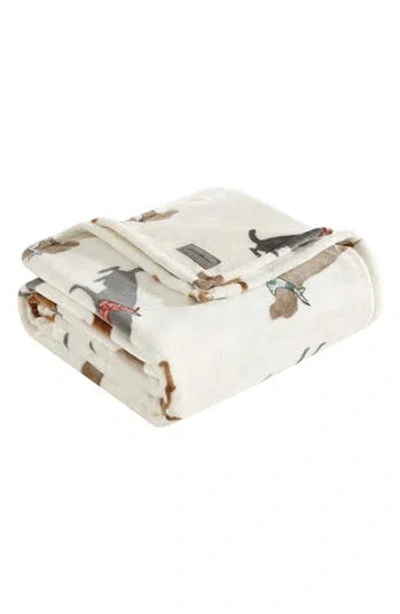 Eddie Bauer Dogs With Scarves Fleece Blanket In Grey