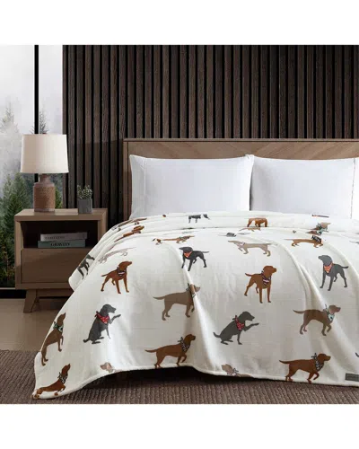 Eddie Bauer Dogs With Scarves Ultra Soft Plush Fleece Blanket