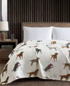 Eddie Bauer Dogs With Scarves Ultra Soft Plush Fleece Blanket, King In White,grey,beige