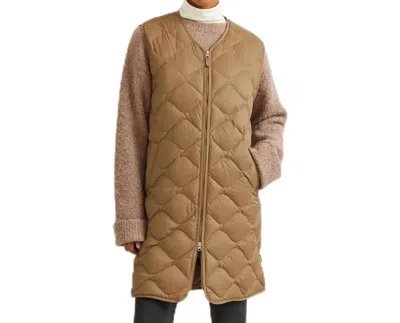 Eddie Bauer Down Shawl Zip Up Long Puffer Vest In Camel Gold In Brown