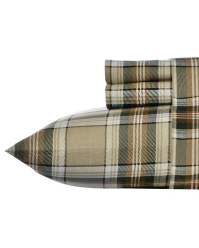 Eddie Bauer Edgewood Plaid Flannel Sheet Set In Brown