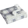Eddie Bauer Edgewood Plaid Fleece Throw Blanket In Grey