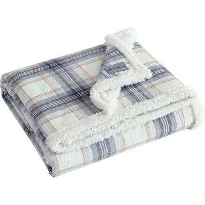 Eddie Bauer Edgewood Plaid Fleece Throw Blanket In Blue