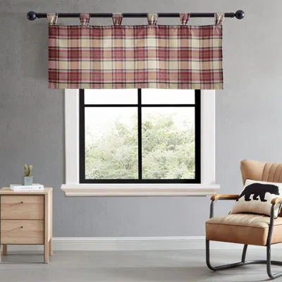 Eddie Bauer Edgewood Plaid Red Tab Top Window Valance In Brown