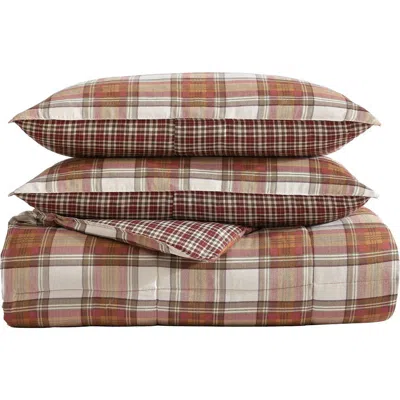 Eddie Bauer Edgewood Plaid Reversible Comforter & Sham Set In Red
