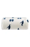 Eddie Bauer Emperor Penguin Popcorn Fleece Throw Blanket In Navy