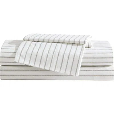 Eddie Bauer Essential Stripe Sheet Set In White/beige/grey