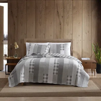 Eddie Bauer Fairview Cotton Reversible Quilt Set In Gray