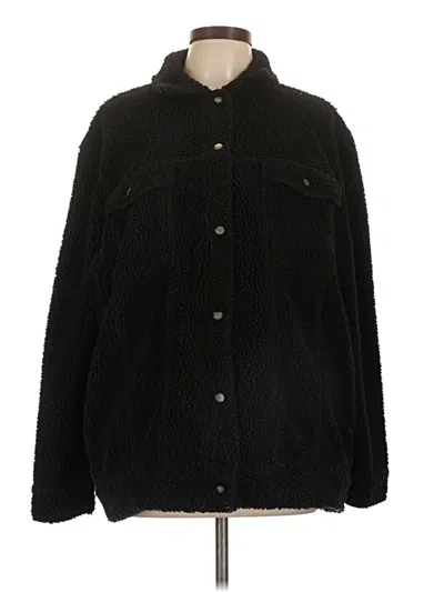 Pre-owned Eddie Bauer Faux Fur Jacket In Black