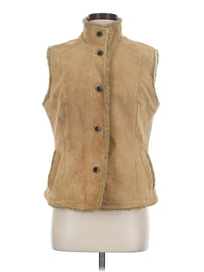 Pre-owned Eddie Bauer Faux Fur Vest In Tan