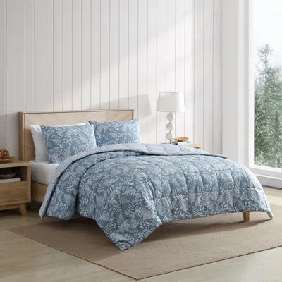 Eddie Bauer Fern Garden Blue Reversible Comforter Set In Blue;red