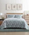 Eddie Bauer Closeout!  Fern Garden Reversible 3 Piece Quilt Set, Full/queen In Mist Green