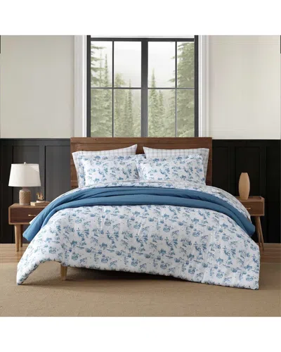 Eddie Bauer Fish Town Toile Comforter Set In Blue