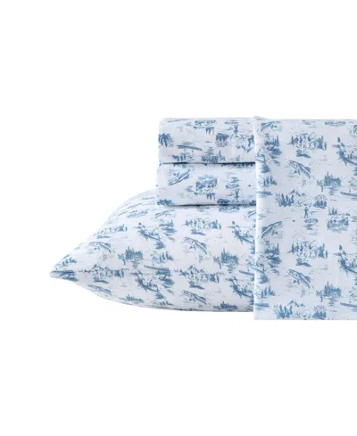 Eddie Bauer Fish Town Toile Temperature Regulating Microfiber 4-pc. Sheet Set, Full In Blue