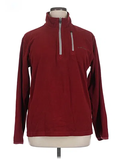 Pre-owned Eddie Bauer Fleece Jacket In Burgundy