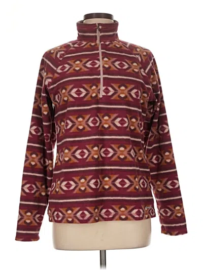 Pre-owned Eddie Bauer Fleece Jacket In Burgundy