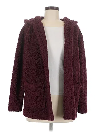 Pre-owned Eddie Bauer Fleece Jacket In Burgundy