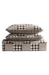 Eddie Bauer Gingham Patchwork Reversible Quilt Set In White/brown