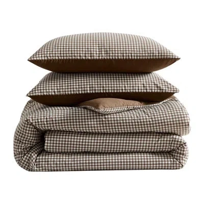 Eddie Bauer Harrison Brown Cotton Reversible Comforter Set In Brown;cream